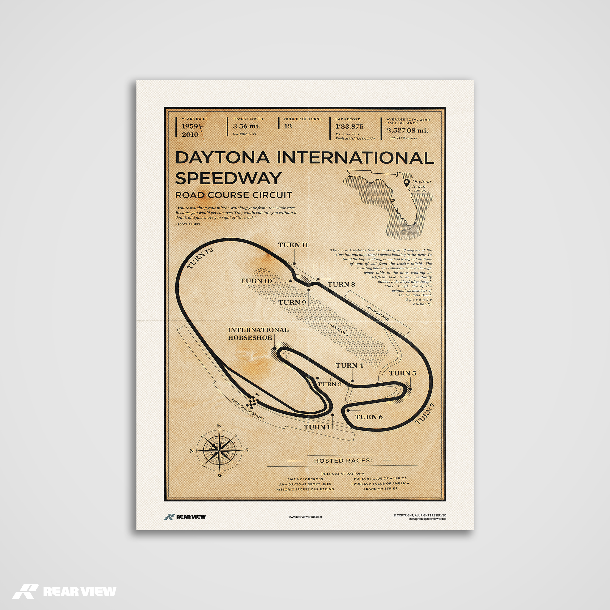 Daytona Race Track - Vintage Art Print