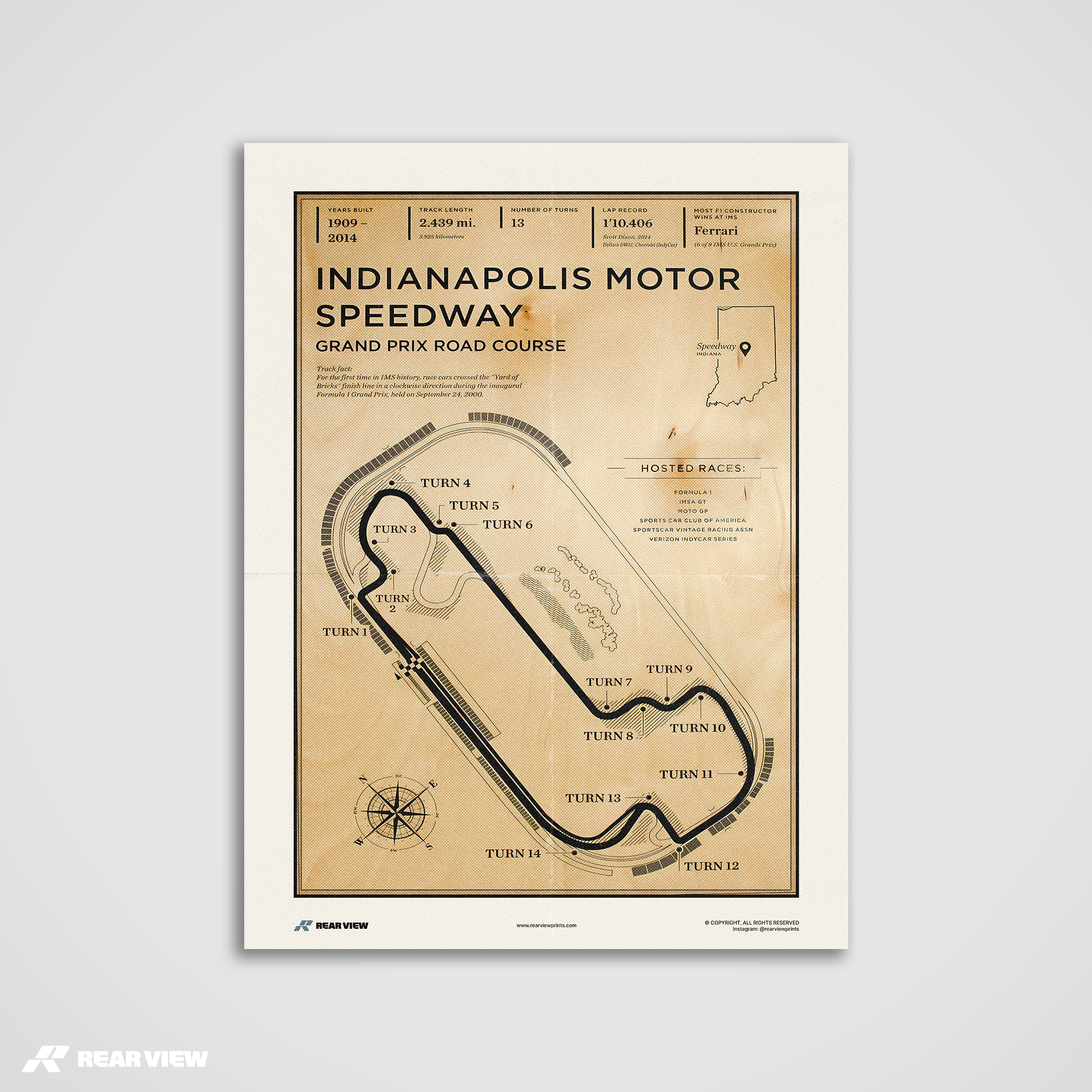 Indianapolis Race Track - Vintage Art Print