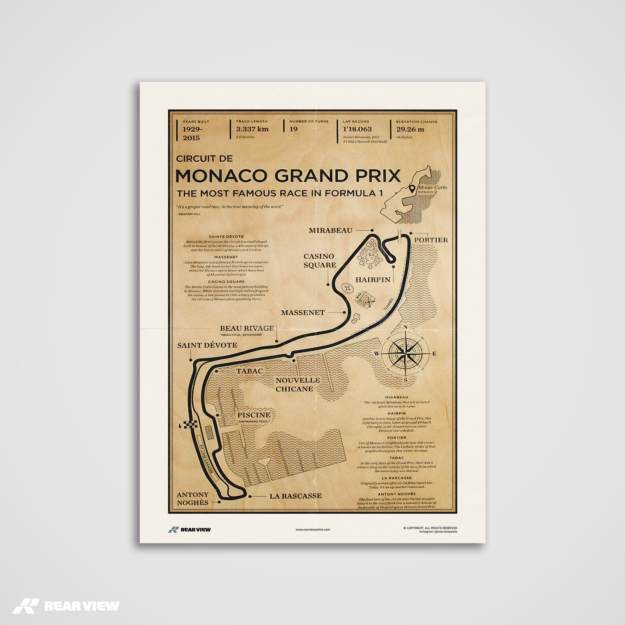 Monaco Race Track - Vintage Art Print