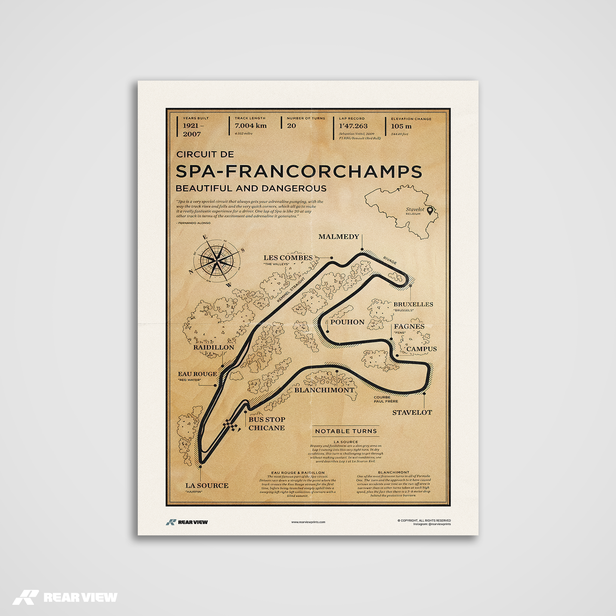 Spa Race Track - Vintage Art Print