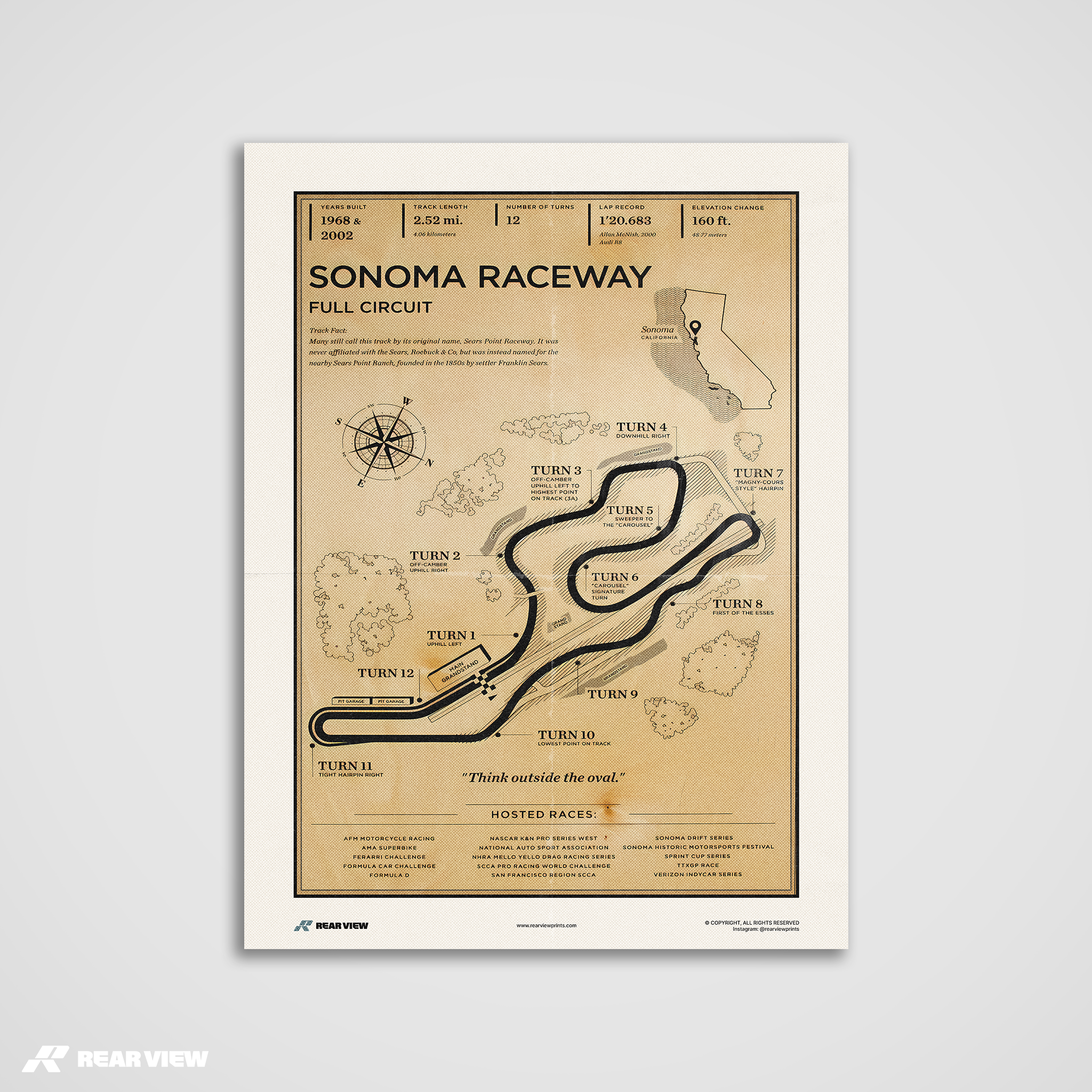 Sonoma Race Track - Vintage Art Print