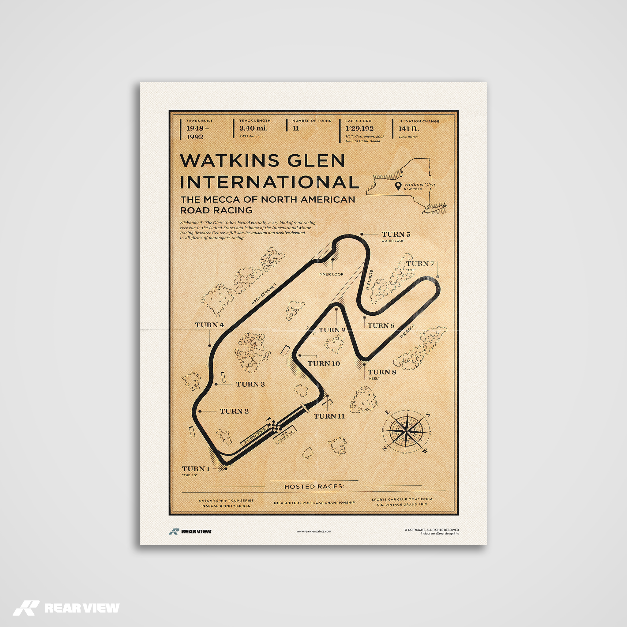 Watkins Glen International Race Track - Vintage Art Print